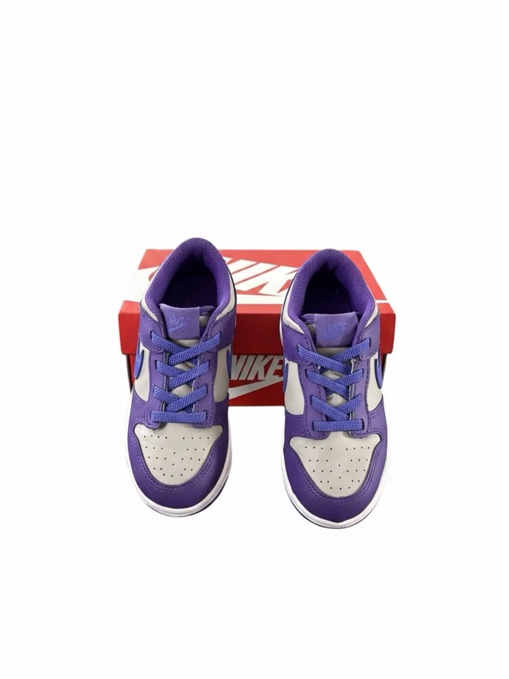 PREOWNED Nike Dunk Low Unisex Purple/Gray/White Leather Sneaker Toddler Sz: 10C